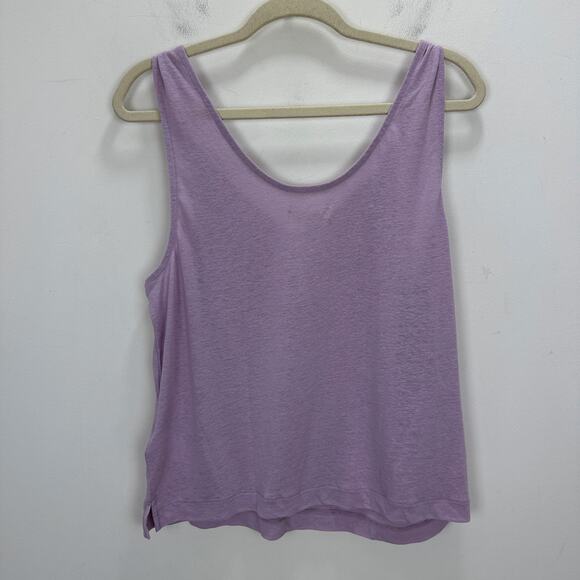 Madewell Knotted Strap Tank Top Linen Blend Lightweight Relaxed Purple L NWT - Picture 8 of 11